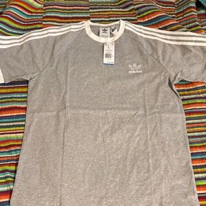 Adidas Light Gray Men's Tee with White Accents large new